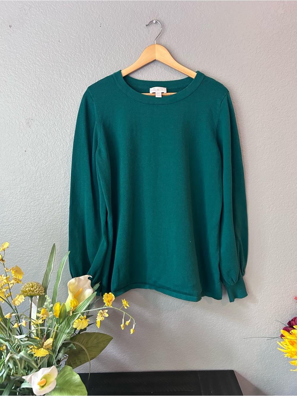 Belle by Kim Gravel Emerald Green Long Sleeve Top